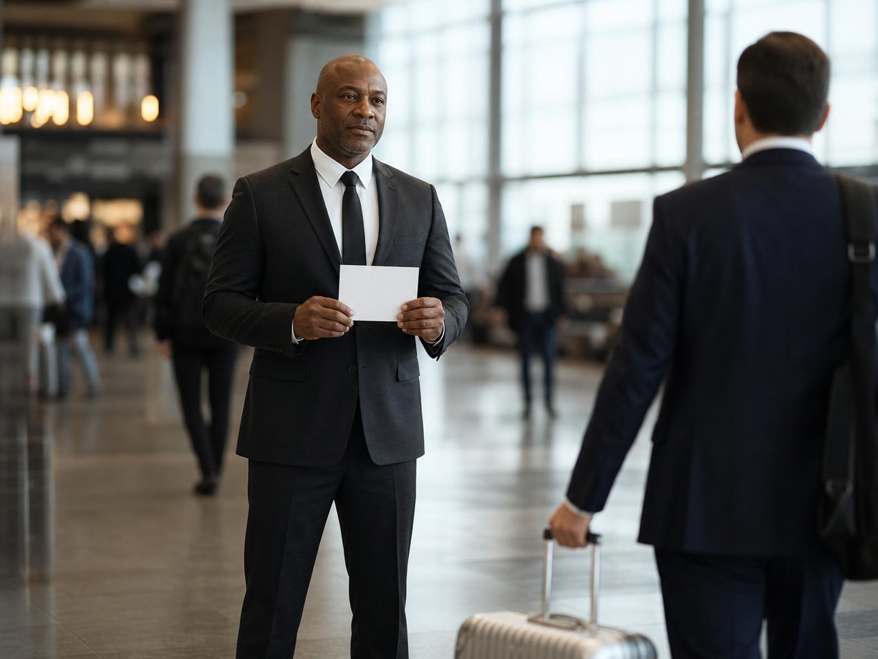 Uniformed chauffeur performing a meet-and-greet